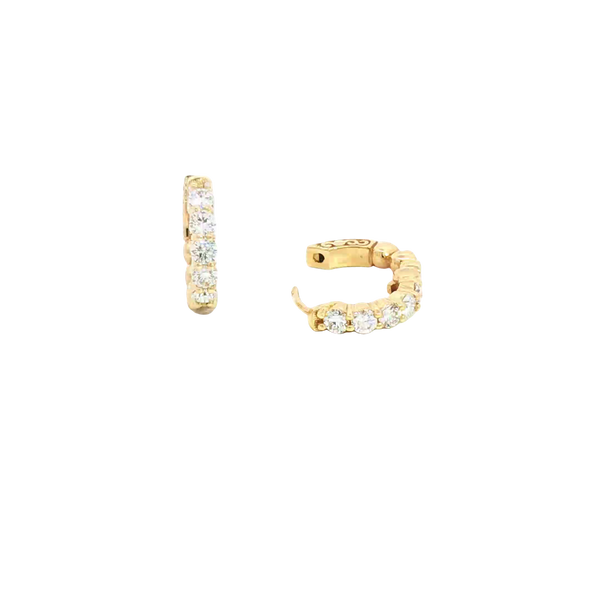 Classic & Contemporary 18K Yellow Gold 1.0 Carat Diamond Small Hoop Earrings