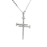 Elegant Diamond Necklaces & Pendants 18K Gold White 0.39 Carats Diamond Nail Cross Pendant