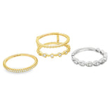 3 Pieces - 14K White & Yellow Gold 0.53 Carats Guard & 2 Rings Set