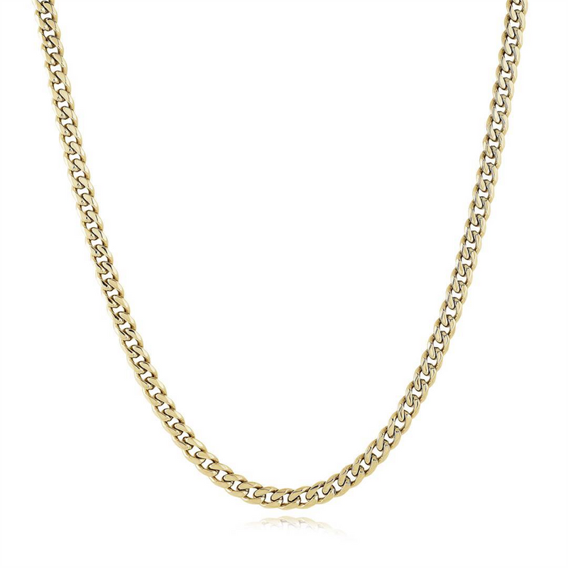 Ion Plated Yellow Gold Over Stainless Steel 4.6 MM Curb Necklace - 24 Inch