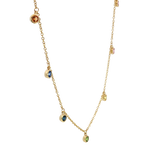 Vibrant Colored Stone Necklaces 14K Yellow Gold 0.40 Carats Multi Colored Sapphire Drop Necklace - 18 Inch