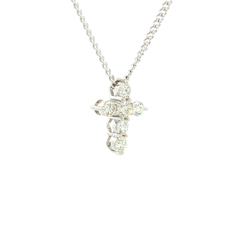 Elegant Diamond Necklaces & Pendants 14K White Gold White 0.46 Carats Diamond Cross Pendant