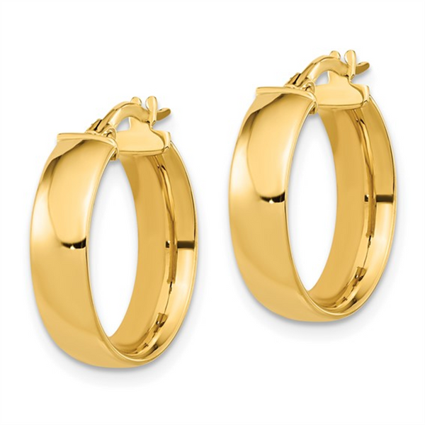 Elegant Precious Metal Earrings 14K Gold Yellow Medium High Polish 20x18mm Hinged Hoop Earrings