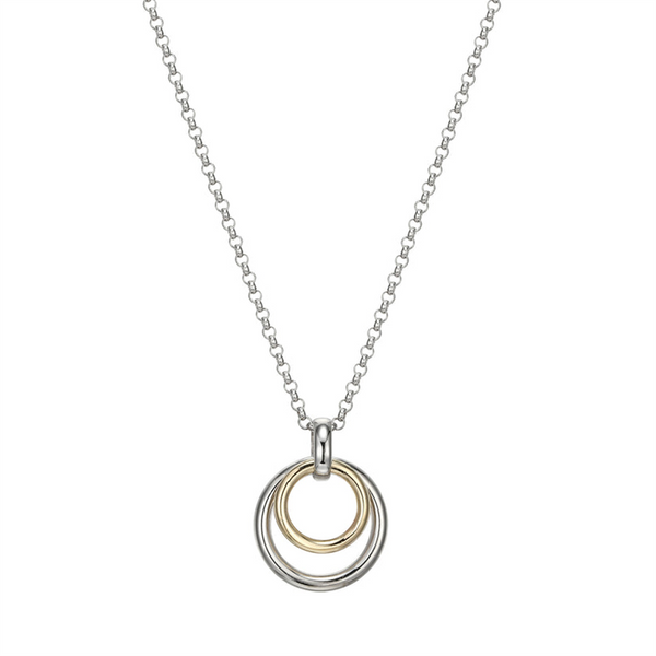 Two-Toned Sterling Silver Drop Necklace