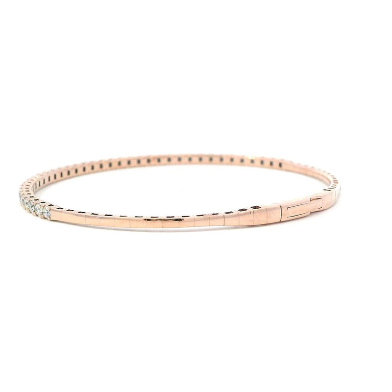 Sophisticated & Timeless Diamond Bracelets 14K Gold Rosé & Titanium Flex Diamond Bangle Bracelet - 0.97 CTW, Size 6 Inch