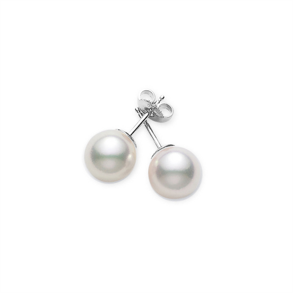 Akoya 7.0 x 7.5 MM Cultured Pearl Stud Earrings