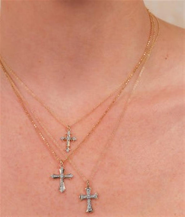 Elegant Diamond Necklaces 14K Yellow Gold 0.06 Carats Diamond Cross Necklace - 18 Inch
