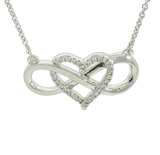 Elegant Diamond Necklaces 14K White Gold 0.09 Carats Diamond Open Heart Infinity Necklace - 18 Inch