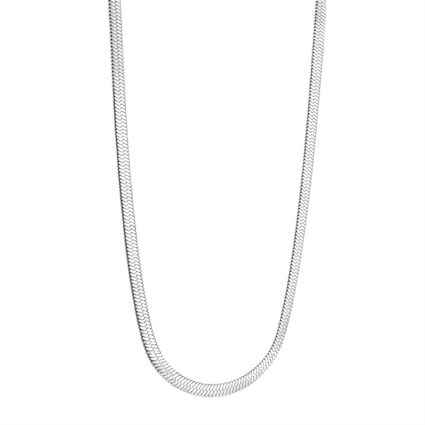 Stainless Steel 4.0 MM Flat Herringbone Necklace - 19 Inch