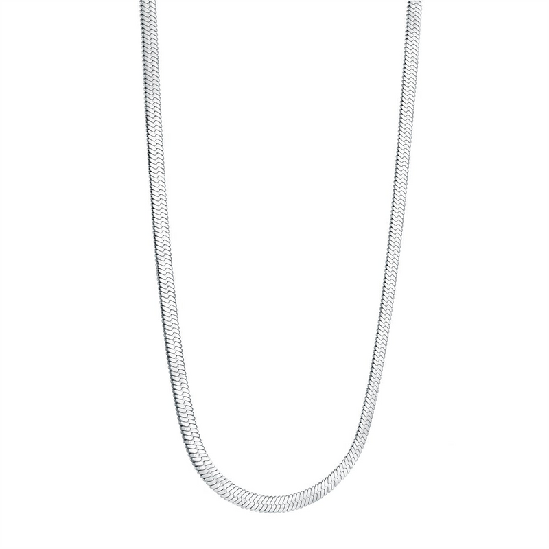 Stainless Steel 4.0 MM Flat Herringbone Necklace - 19 Inch