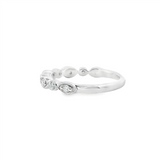 Elegant Diamond Bands 14K Gold White Stackable 1/4 Carats Diamond Anniversary Band With Milgrain Accents