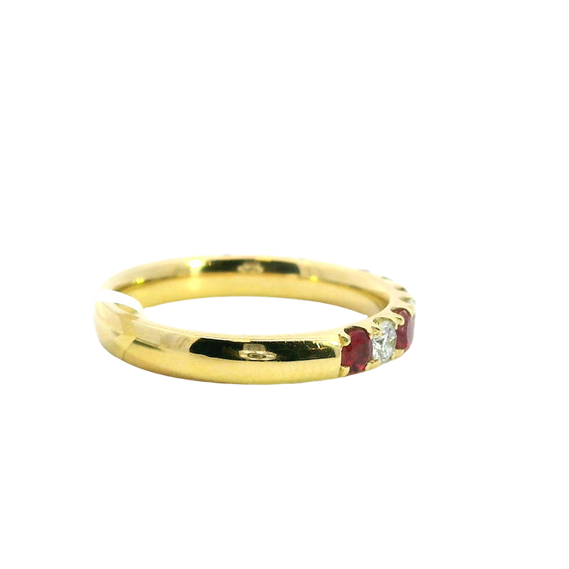 Bold & Elegant 18K Yellow Gold Stackable 0.60 Carats Ruby & 0.37 Carats Diamond Band
