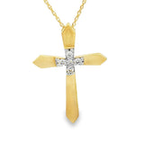 Elegant Diamond Necklaces & Pendants 18K Yellow Gold Satin Finish 0.10 Carats Diamond Cross Pendant