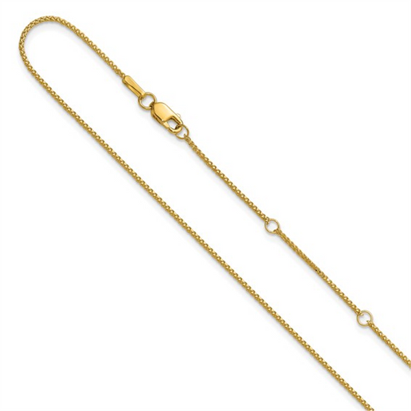 Elegant & Durable Designs 10K Gold Yellow 1.0mm Diamond Cut Wheat Chain, 18 Inch Adjustable