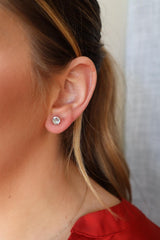 Vibrant Color Stone 14K White Gold 1.55 Carats Aquamarine Stud Earrings