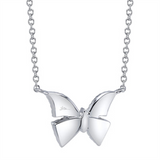 Elegant Diamond Necklaces 14K White Gold 0.15 Carats Diamond Butterfly Necklace - 18 Inch