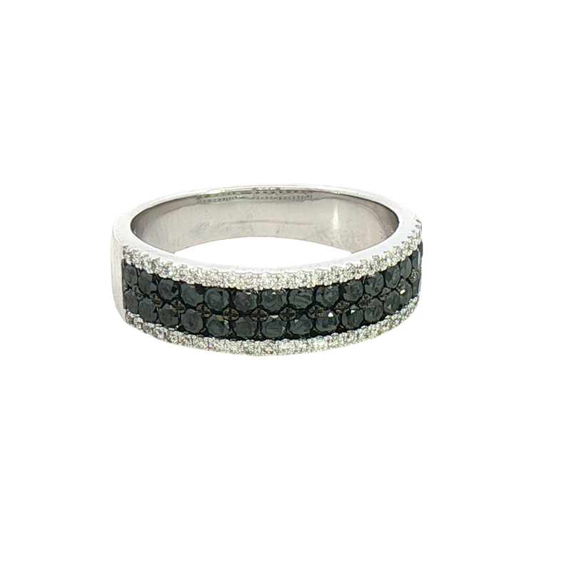 Elegant & Trendy 14K White Gold 0.94 Carats Black & White Diamond Band