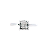 Elegant Diamond Mountings 18K White Gold 1.0 Carat Princess Cut Diamond Collar Engagement Ring- 0.07 Carats Setting