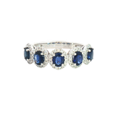 Bold & Elegant Platinum 1.43 Carats Blue Sapphires & 0.29 Carats Diamond Halo Band