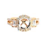 Elegant Diamond Mountings 18K Rosé & White Gold 1.50 Carat round Mounting -  0.87 Carat Baguette & Round Diamonds