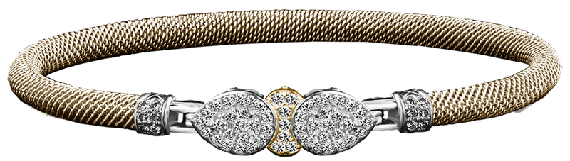Two-Toned Sterling Silver Lab-Grown 0.67 Carats Diamond Bangle Bracelet