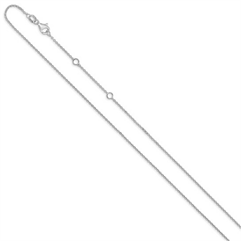 Elegant & Durable Designs 10K Gold White 1.2mm Cable Link Chain, 18 Inch Adjustable