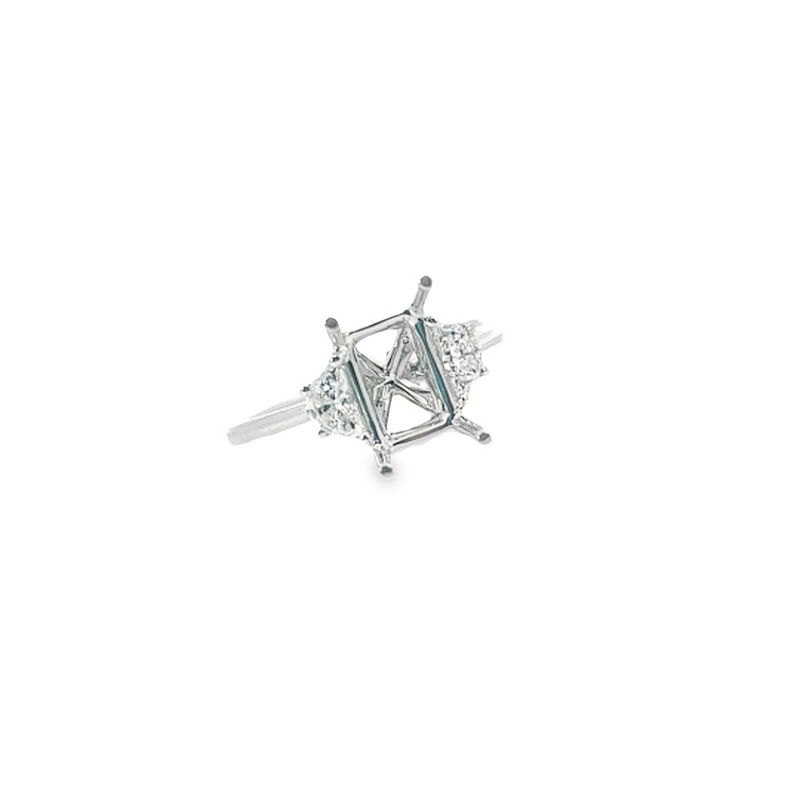 White 18 Karat Gold 0.35 Carats Diamond Emerald Three Stone Engagement Ring