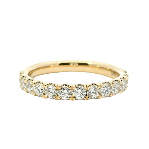 14K Yellow Gold Diamond Anniversary Band, 15 Round Diamonds, 0.53ctw