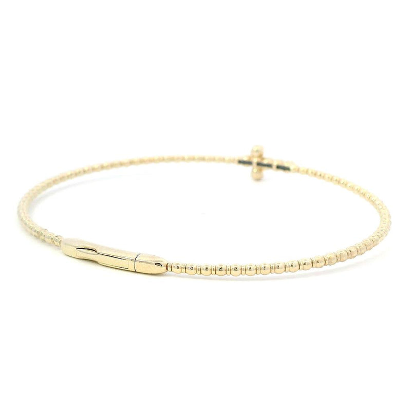 Sophisticated & Timeless Diamond Bracelets 14K Gold Yellow & Titanium Flexible Bangle Bracelet - 0.15 CTW, Size 6.75 Inch