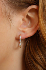 Classic & Contemporary 14K Yellow Gold 1/2 Carats Diamond Medium Hoop Earrings