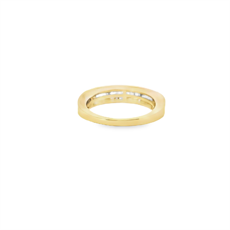 Estate Elegant Diamond Bands 10K Gold Yellow Stackable 1/4 Carats Round & Baguette Diamond Anniversary Band