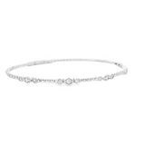 Sophisticated & Timeless Diamond Bracelets 14K Gold White & Titanium Milgrain & Beaded 0.34 Carats Flexible Bangle Bracelet - 0.34 CTW, Size 6.75 Inch