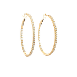 Classic & Contemporary 18K Yellow Gold Inside Out 1.09 Carats Diamond Large Hoop Earrings
