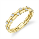 Elegant & Trendy 14K Yellow Gold 0.24 Carats Diamond Double Band Ring