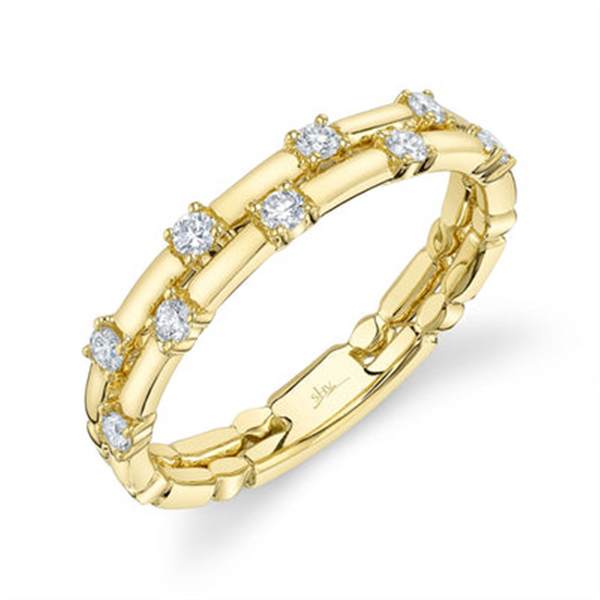 Elegant & Trendy 14K Yellow Gold 0.24 Carats Diamond Double Band Ring