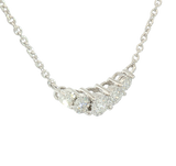 Elegant Diamond Necklaces 14K White Gold 0.20 Carats Diamonds Smile Bar Necklace - 18 Inch