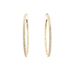 Classic & Contemporary 18K Yellow Gold Inside Out 1.09 Carats Diamond Large Hoop Earrings
