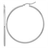 Elegant Precious Metal Earrings 10K Gold White Large 58MM Hoop Earrings