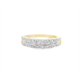 Estate Elegant Diamond Bands 10K Gold Yellow Stackable 1/4 Carats Round & Baguette Diamond Anniversary Band