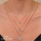 Elegant Diamond Necklaces & Pendants 14K Yellow & White Gold 0.50 Carats Baguette & Round Diamond Medallion Necklace - 18 Inch