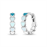 Sterling Silver Heart Cascade 9.0 MM Enamel Hoop Earrings