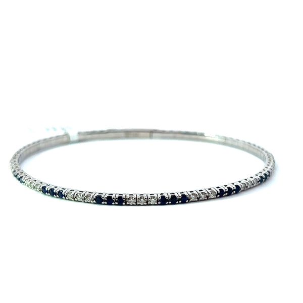White 14 Karat Gold 0.93 Carats Sapphire and Diamond Bangle Bracelet