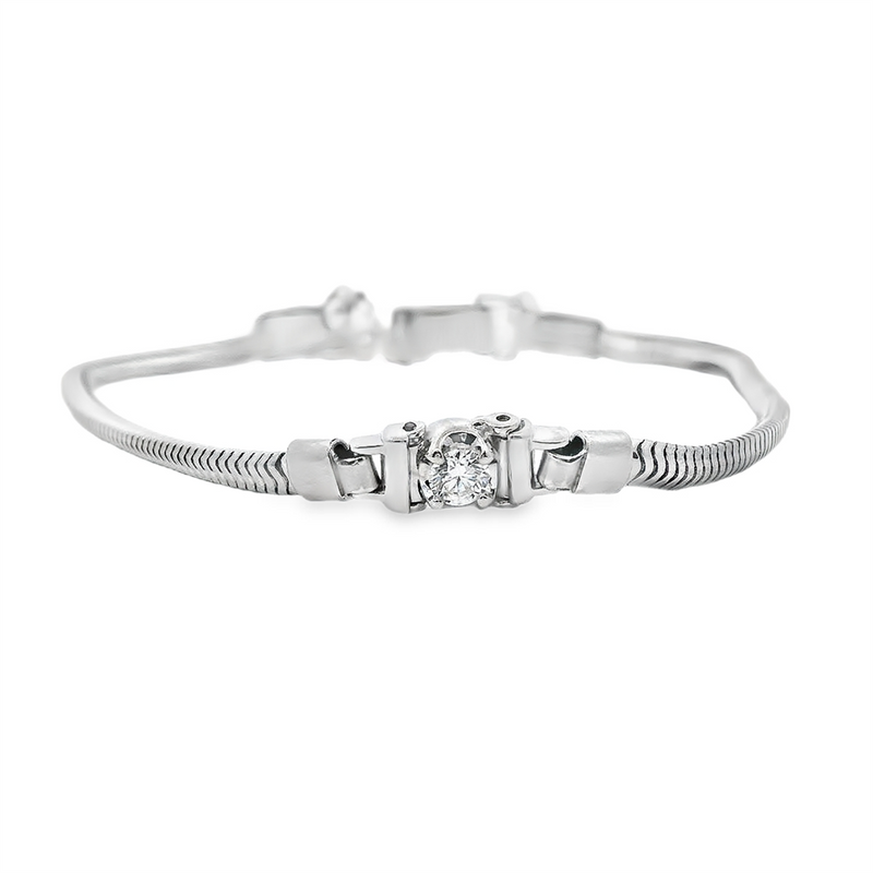Sophisticated & Timeless Diamond Bracelets 14K Gold White Add-A-Link Round Diamond Tennis Bracelet - 0.17 CTW, Size 7.5 Inch