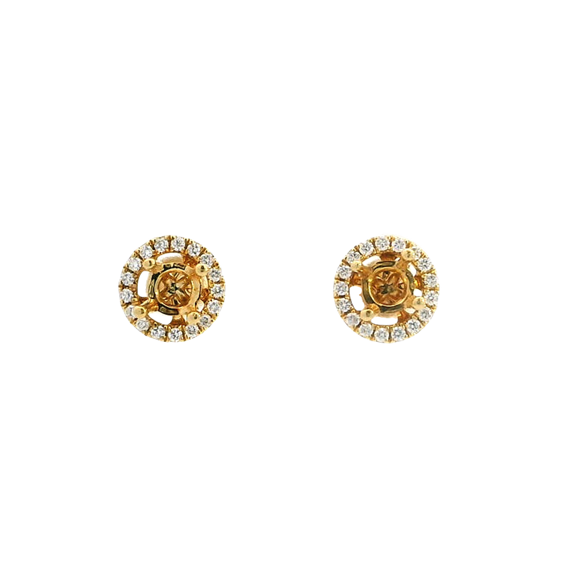 Classic & Contemporary 18K Yellow Gold 0.22 Carats Diamond Semi Mount Stud Earrings & Jackets