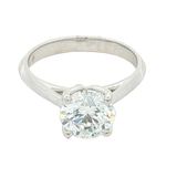 14K White Gold Round Cut 2.0 Carats Lab Grown Diamond Knife Edge Solitaire Ring
