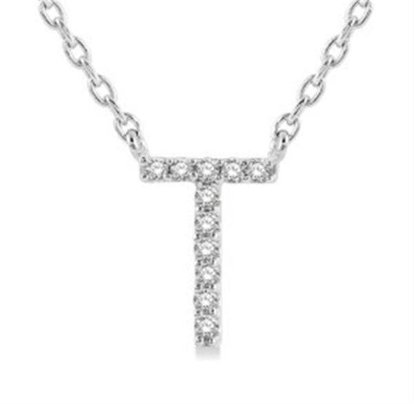 White 10 Karat Gold 0.05 Carats Diamond Initial Necklace