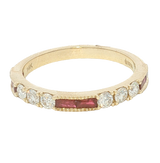 Elegant & Trendy 14K Yellow Gold 0.47 Carats Ruby & 0.35 Carats Diamond Stackable Ring