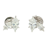 Classic & Contemporary 14K White Gold Marquise Cut 2.12 Carats Lab Grown Diamond Stud Earrings