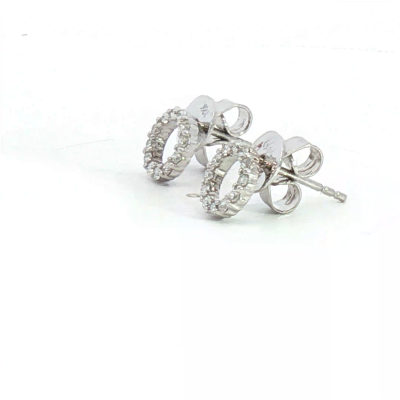 Classic & Contemporary 18K White Gold 0.27 Carats Diamond Circle Stud Earrings