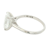 14K White Gold Oval Cut 3.0 Carats Lab Grown Diamond Knife Edge Solitaire Ring
